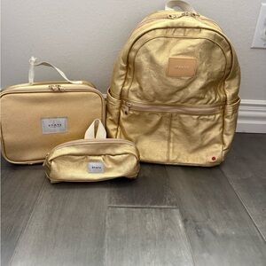 STATE Metallic Gold 3-Piece Backpack, Lunch Bag & Pouch Set